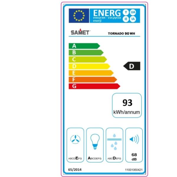 Samet Gruppo cappa sottopensile Tornado 90 potenza aspirante 280 m3/h bianco