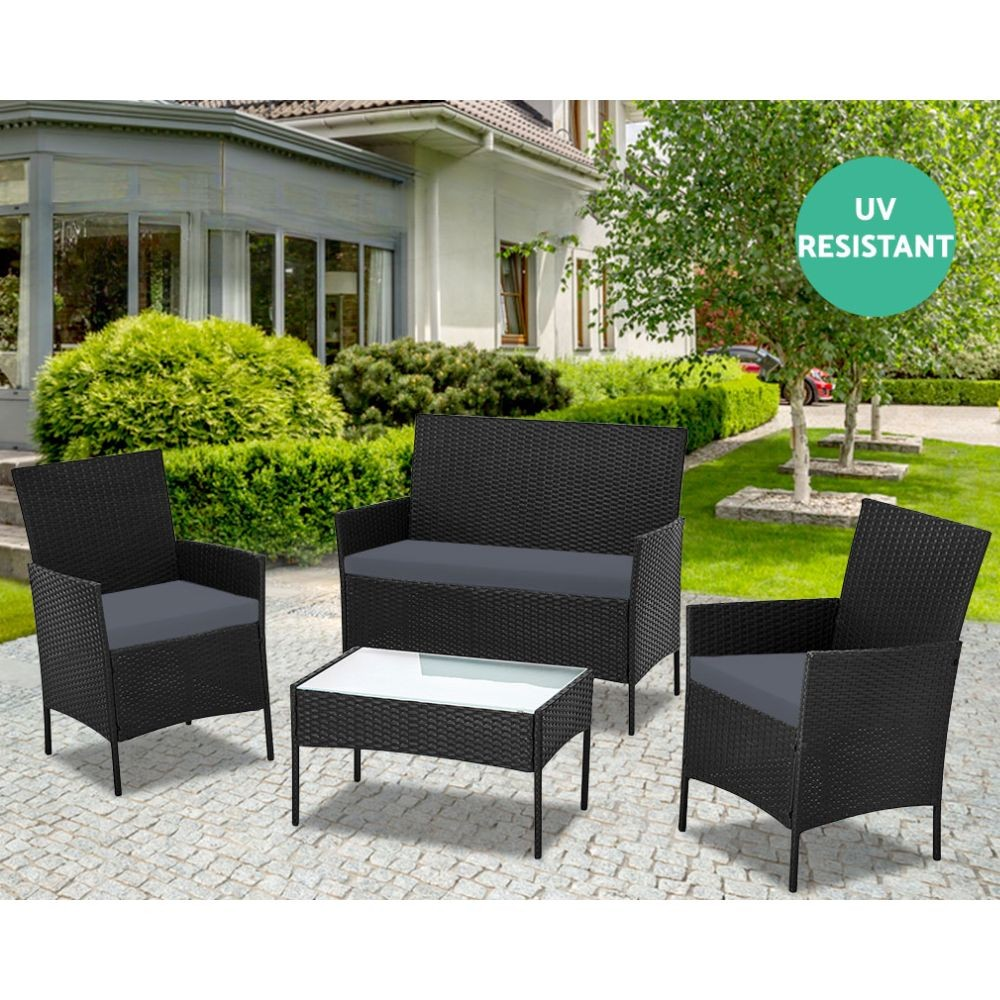 Salotto da giardino WRS008 in rattan nero