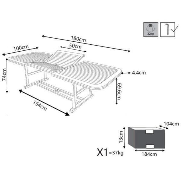 TAVOLO RETTANGOLARE 180/240X100 DOUBLE