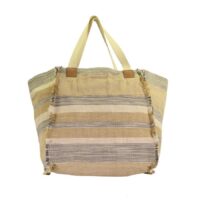 Borsa tessuto naturale crema blu con manici cm 46/60x5h39/60