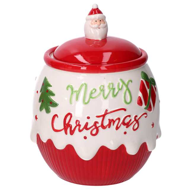 Barattolo ceramica merry christmas cm ø17h21,5