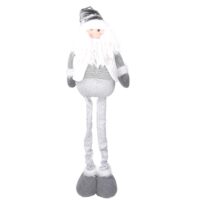 Babbo natale tessuto bianco con gambe telescopiche grigio cm 29x11h58/96