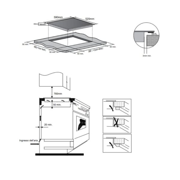 Piano cottura induzione da incasso 4 zone Master Kitchen MKHI604BK