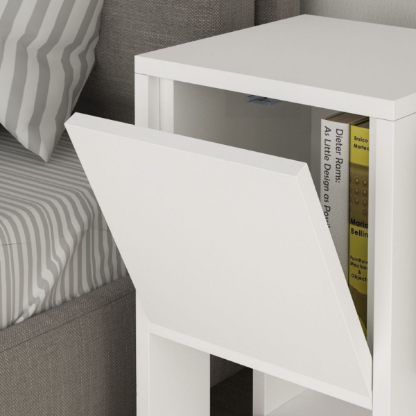 Comodino Ema bianco anta ribalta 30x30x55h - immagine 3