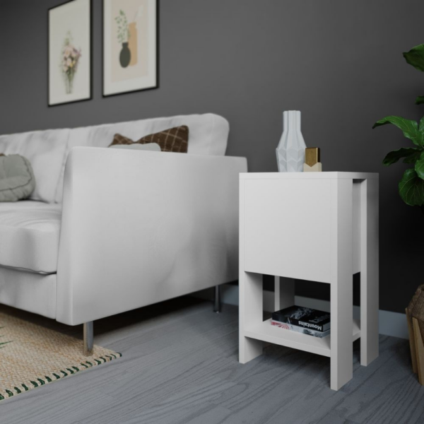 Comodino Ema bianco anta ribalta 30x30x55h - immagine 4