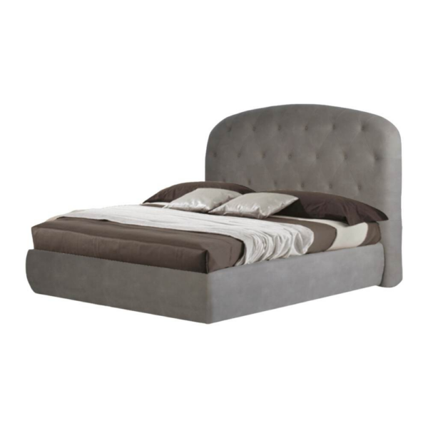 Letto matrimoniale contenitore Button1 grigio chiaro testiera arrotondata - immagine 2