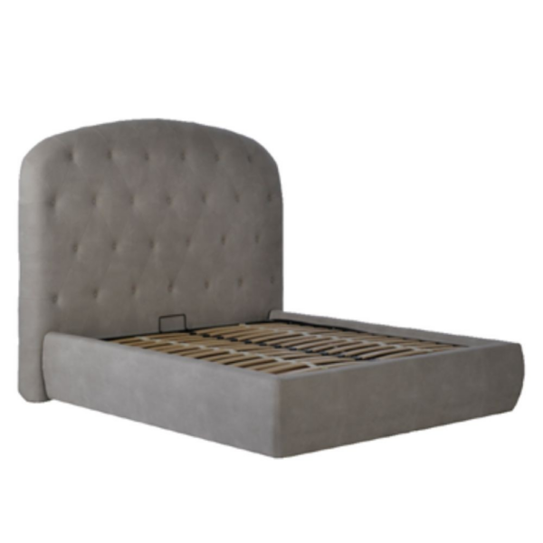 Letto matrimoniale contenitore Button1 grigio chiaro testiera arrotondata - immagine 3