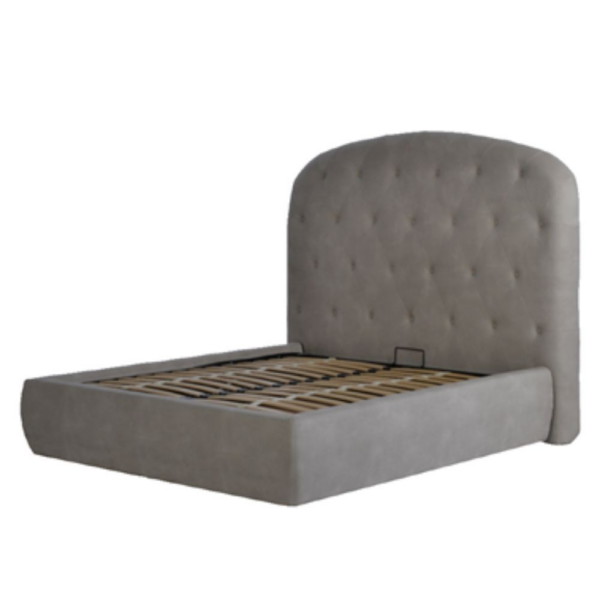 Letto matrimoniale contenitore Button1 grigio chiaro testiera arrotondata - immagine 4