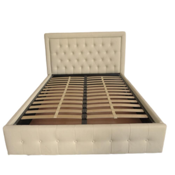 Letto matrimoniale contenitore Buttonsquare champagne testiera trapuntata con cornice - immagine 3