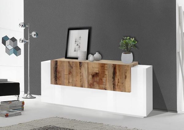 Credenza New Coro 200 - 7 ante - Bianco Lucido/Acero Pereira - immagine 4
