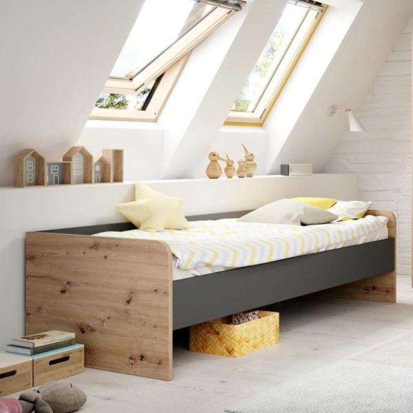 Letto singolo Gap System colore rovere e antracite